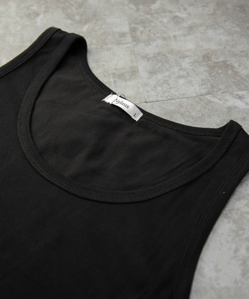 NYLAUS（ナイラス）の「プレーティング天竺 ドライ 接触冷感 ロング丈タンクトップ（タンクトップ・メンズ・ホワイト/ブラック/ベージュ/イエロー/グリーン・LL/M/L）」の15枚目の写真