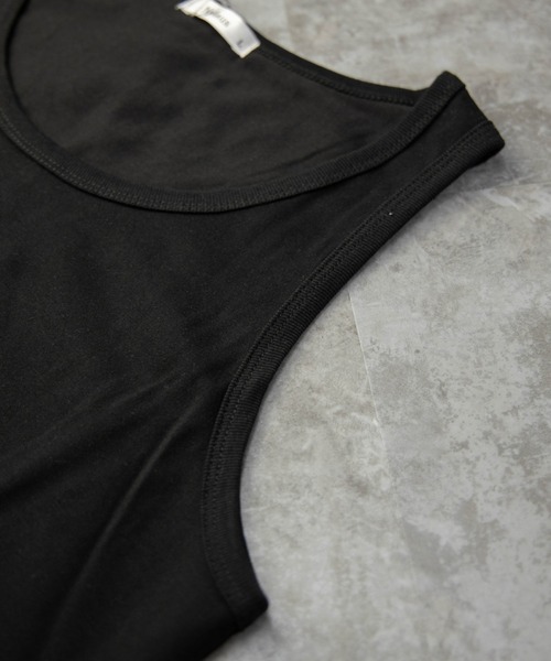 NYLAUS（ナイラス）の「プレーティング天竺 ドライ 接触冷感 ロング丈タンクトップ（タンクトップ・メンズ・ホワイト/ブラック/ベージュ/イエロー/グリーン・LL/M/L）」の16枚目の写真