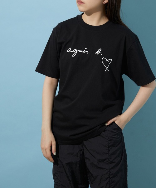 agnes b.（アニエスベー）の「【agnes b. pour ADAM ET ROPE'】HEART T-SHIRT（Tシャツ/カットソー・レディース・ブラック/ホワイト・M）」の2枚目の写真