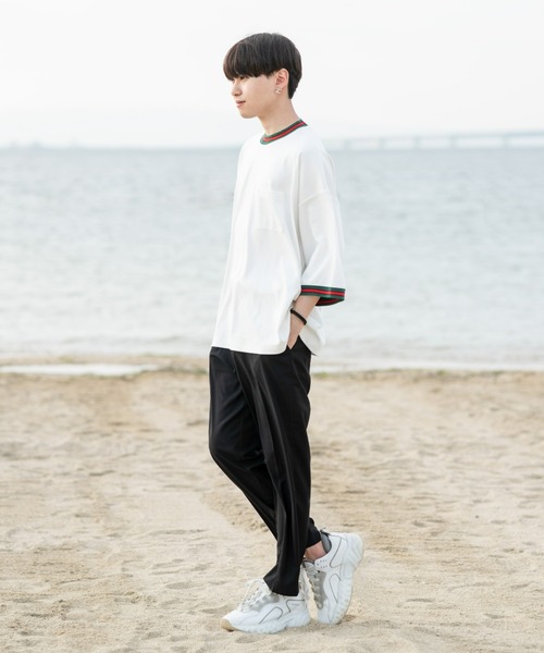 EDEL（エーデル）の「EDEL - リブラインルーズフィットT（Tシャツ/カットソー・メンズ・ホワイト/ブラック・MEDIUM/LARGE）」の8枚目の写真