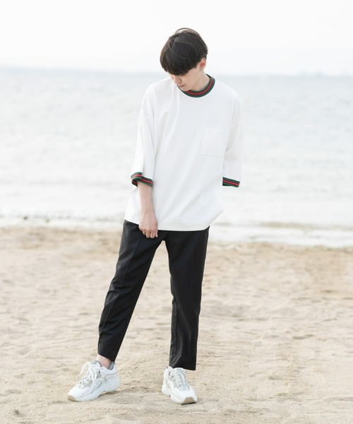 EDEL（エーデル）の「EDEL - リブラインルーズフィットT（Tシャツ/カットソー・メンズ・ホワイト/ブラック・MEDIUM/LARGE）」の9枚目の写真