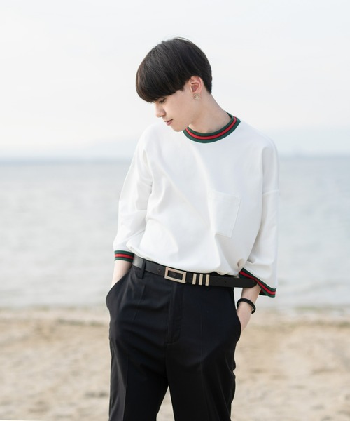 EDEL（エーデル）の「EDEL - リブラインルーズフィットT（Tシャツ/カットソー・メンズ・ホワイト/ブラック・MEDIUM/LARGE）」の15枚目の写真