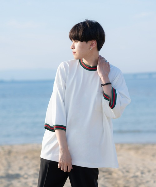 EDEL（エーデル）の「EDEL - リブラインルーズフィットT（Tシャツ/カットソー・メンズ・ホワイト/ブラック・MEDIUM/LARGE）」の16枚目の写真