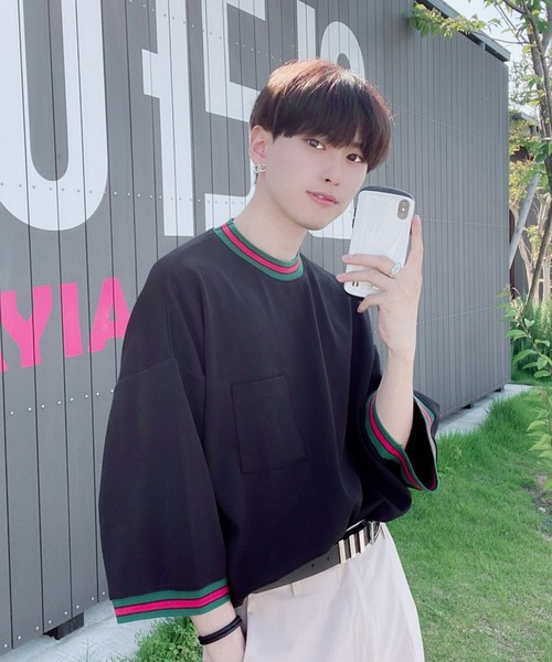 EDEL（エーデル）の「EDEL - リブラインルーズフィットT（Tシャツ/カットソー・メンズ・ホワイト/ブラック・MEDIUM/LARGE）」の12枚目の写真