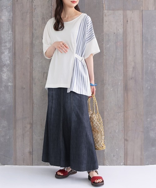 n'OrLABEL（ノアールレーベル）の「【廃盤】『アシンメトリー切替ストライプTシャツ』（Tシャツ/カットソー・レディース・ブラック/オフホワイト・FREE）」の21枚目の写真