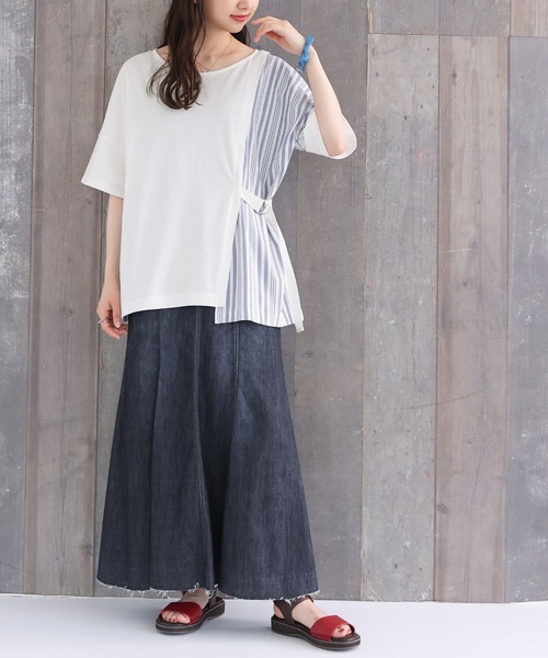 n'OrLABEL（ノアールレーベル）の「【廃盤】『アシンメトリー切替ストライプTシャツ』（Tシャツ/カットソー・レディース・ブラック/オフホワイト・FREE）」の13枚目の写真