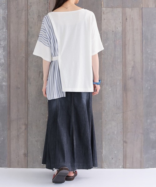 n'OrLABEL（ノアールレーベル）の「【廃盤】『アシンメトリー切替ストライプTシャツ』（Tシャツ/カットソー・レディース・ブラック/オフホワイト・FREE）」の3枚目の写真