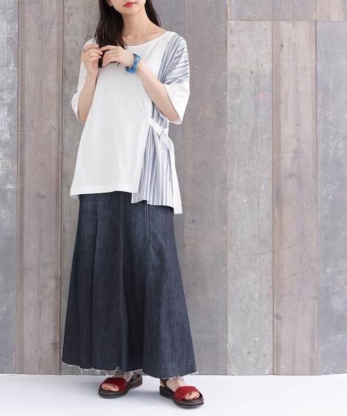 n'OrLABEL（ノアールレーベル）の「【廃盤】『アシンメトリー切替ストライプTシャツ』（Tシャツ/カットソー・レディース・ブラック/オフホワイト・FREE）」の19枚目の写真