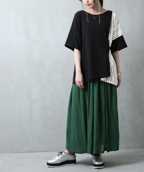 n'OrLABEL（ノアールレーベル）の「【廃盤】『アシンメトリー切替ストライプTシャツ』（Tシャツ/カットソー・レディース・ブラック/オフホワイト・FREE）」の14枚目の写真