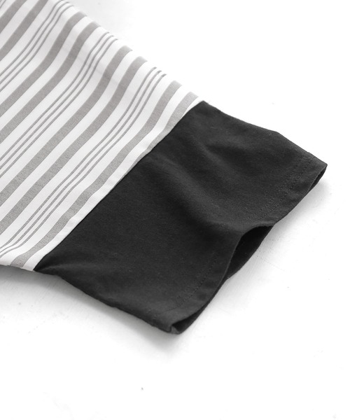 n'OrLABEL（ノアールレーベル）の「【廃盤】『アシンメトリー切替ストライプTシャツ』（Tシャツ/カットソー・レディース・ブラック/オフホワイト・FREE）」の4枚目の写真