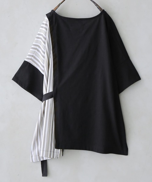 n'OrLABEL（ノアールレーベル）の「【廃盤】『アシンメトリー切替ストライプTシャツ』（Tシャツ/カットソー・レディース・ブラック/オフホワイト・FREE）」の18枚目の写真