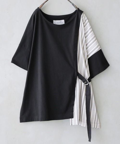 n'OrLABEL（ノアールレーベル）の「【廃盤】『アシンメトリー切替ストライプTシャツ』（Tシャツ/カットソー・レディース・ブラック/オフホワイト・FREE）」の12枚目の写真