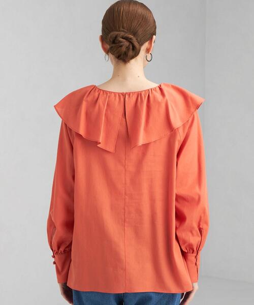 green label relaxing（グリーンレーベルリラクシング）の「ラッフルカラー ブラウス（シャツ/ブラウス・レディース・ブラック/オレンジ/ナチュラル・FREE）」の8枚目の写真