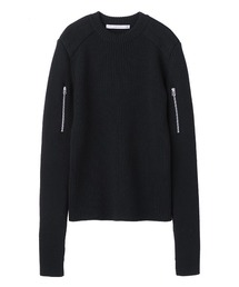 SHOULDER PAD CREW NECK SWEATER