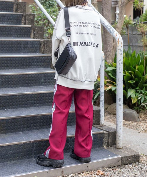 WEGO（ウィゴー）の「WEGO/ラインワイドパンツ（スウェットパンツ・レディース・ダークグリーン/ブラック/ワイン/ブラック系その他・FREE）」の15枚目の写真