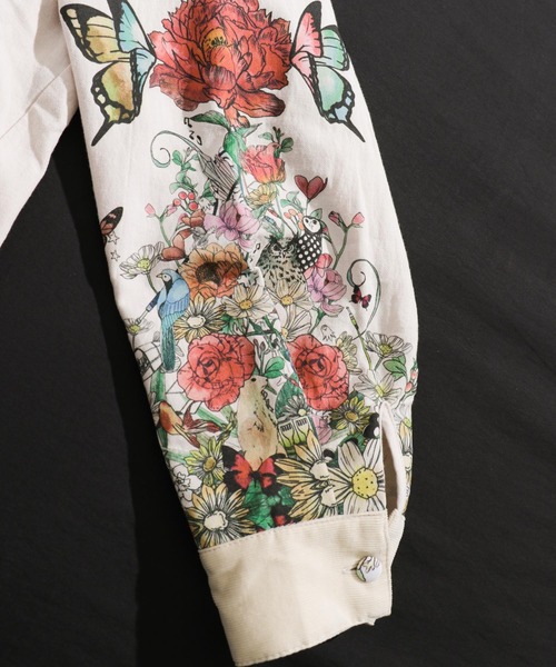 ScoLar(スカラー)の「花柄袖シャツ(シャツ/ブラウス・レディース・ベージュ/オフホワイト/カーキ・M)」の10枚目の写真