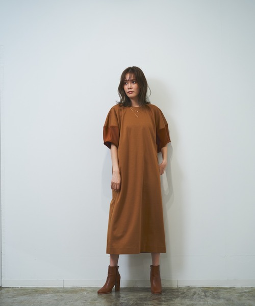 HERENCIA（ヘレンチア）の「【WEB限定商品】異素材切替え バルーンスリーブ  ボリュームスリーブ ワンピース（ワンピース・レディース・ダークベージュ/グレー系その他/ブラック・MEDIUM）」の17枚目の写真