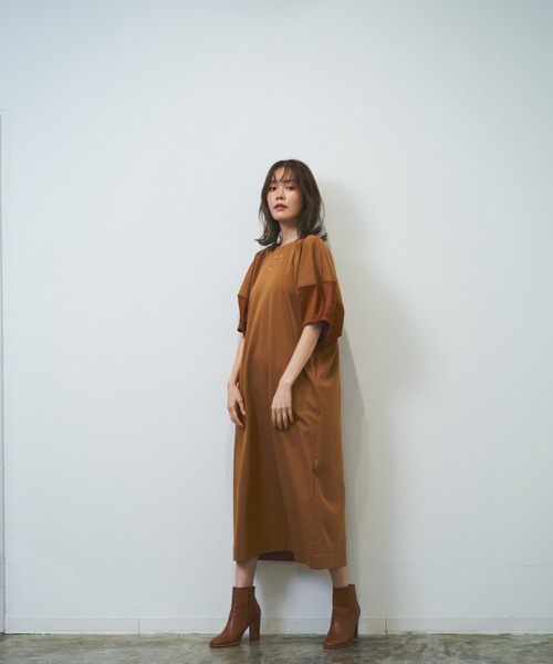 HERENCIA（ヘレンチア）の「【WEB限定商品】異素材切替え バルーンスリーブ  ボリュームスリーブ ワンピース（ワンピース・レディース・ダークベージュ/グレー系その他/ブラック・MEDIUM）」の14枚目の写真