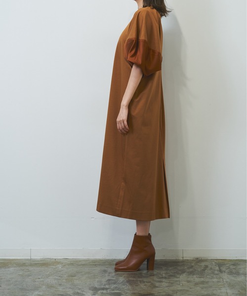 HERENCIA（ヘレンチア）の「【WEB限定商品】異素材切替え バルーンスリーブ  ボリュームスリーブ ワンピース（ワンピース・レディース・ダークベージュ/グレー系その他/ブラック・MEDIUM）」の7枚目の写真