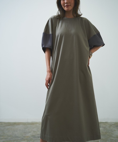 HERENCIA（ヘレンチア）の「【WEB限定商品】異素材切替え バルーンスリーブ  ボリュームスリーブ ワンピース（ワンピース・レディース・ダークベージュ/グレー系その他/ブラック・MEDIUM）」の11枚目の写真