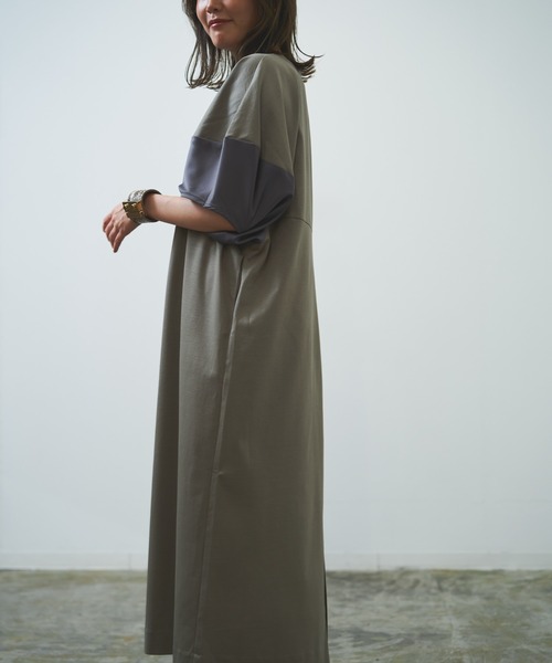 HERENCIA（ヘレンチア）の「【WEB限定商品】異素材切替え バルーンスリーブ  ボリュームスリーブ ワンピース（ワンピース・レディース・ダークベージュ/グレー系その他/ブラック・MEDIUM）」の19枚目の写真