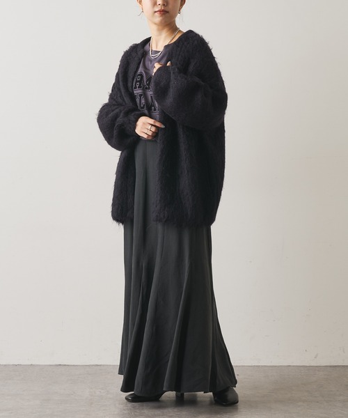 Omekashi（オメカシ）の「スーパーシャギーニットコート（ニット/セーター・レディース・ライトグレー/ブラック/ピンク・FREE）」の7枚目の写真