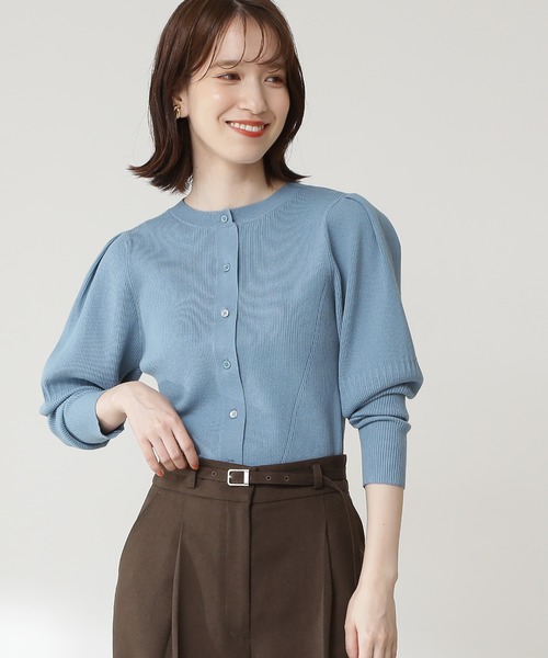 N.(N. Natural Beauty Basic)(エヌエヌナチュラルビューティーベーシック)の「◆パワーショルダーカーディガン(カーディガン/ボレロ・レディース・チャコールグレー/ナチュラル/ブルー・MEDIUM)」の1枚目の写真