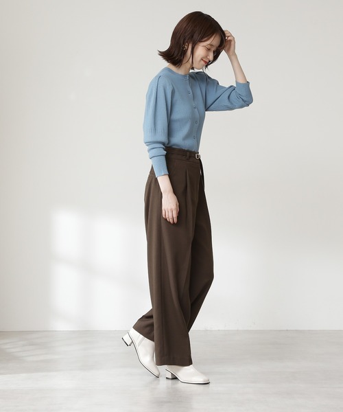 N.(N. Natural Beauty Basic)(エヌエヌナチュラルビューティーベーシック)の「◆パワーショルダーカーディガン(カーディガン/ボレロ・レディース・チャコールグレー/ナチュラル/ブルー・MEDIUM)」の6枚目の写真