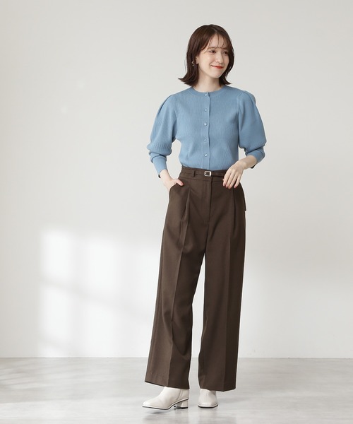 N.(N. Natural Beauty Basic)(エヌエヌナチュラルビューティーベーシック)の「◆パワーショルダーカーディガン(カーディガン/ボレロ・レディース・チャコールグレー/ナチュラル/ブルー・MEDIUM)」の11枚目の写真