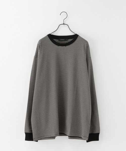 RAGEBLUE（レイジブルー）の「ベーシックボーダーロンT/217682（Tシャツ/カットソー・メンズ・ブラック/ダークブラウン・LARGE/MEDIUM）」の2枚目の写真