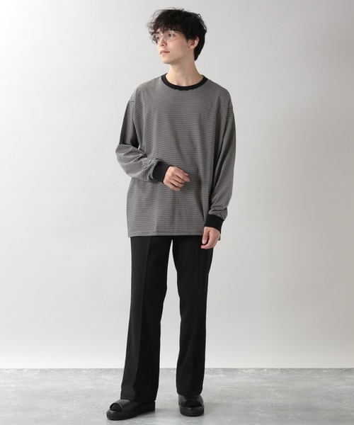 RAGEBLUE（レイジブルー）の「ベーシックボーダーロンT/217682（Tシャツ/カットソー・メンズ・ブラック/ダークブラウン・LARGE/MEDIUM）」の6枚目の写真