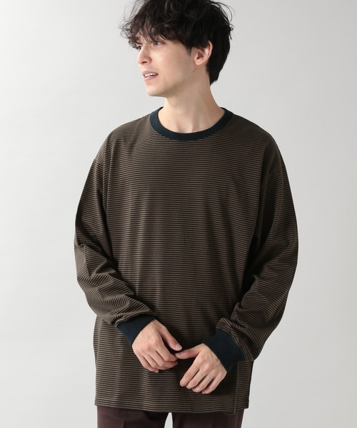 RAGEBLUE（レイジブルー）の「ベーシックボーダーロンT/217682（Tシャツ/カットソー・メンズ・ブラック/ダークブラウン・LARGE/MEDIUM）」の11枚目の写真