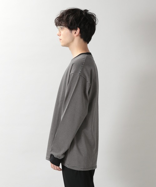 RAGEBLUE（レイジブルー）の「ベーシックボーダーロンT/217682（Tシャツ/カットソー・メンズ・ブラック/ダークブラウン・LARGE/MEDIUM）」の10枚目の写真