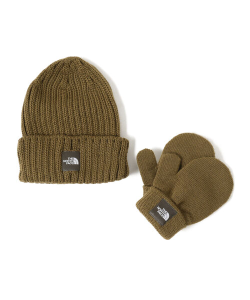 B:MING by BEAMS（ビーミングバイビームス）の「THE NORTH FACE / カプッチョリッド＆ミットセット（ベビー）（ニットキャップ/ビーニー・キッズ・ピンク/オリーブ・ONE SIZE）」の2枚目の写真