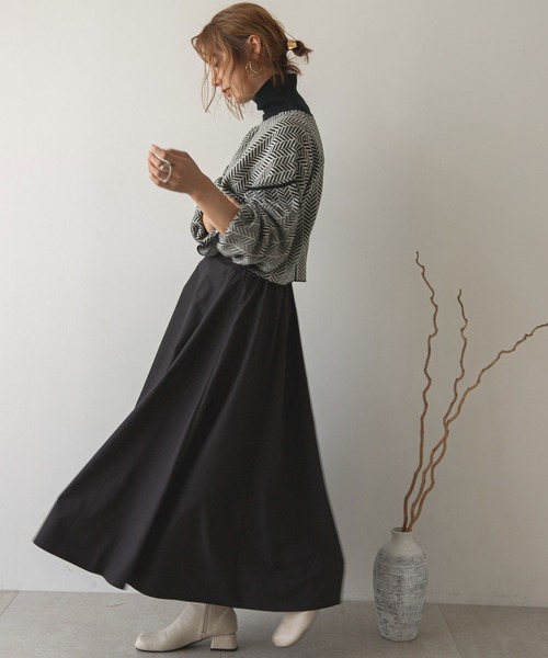 rectangle（レクタングル）の「ボリュームフレアロングスカート（スカート・レディース・ブラック/ブラウン・FREE）」の8枚目の写真