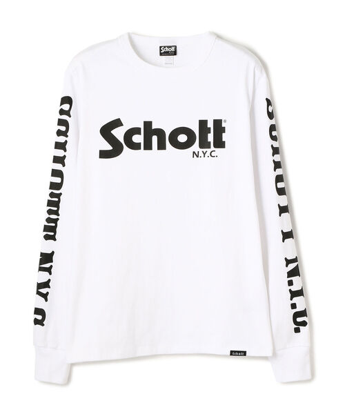 Schott（ショット）の「Schott/ショット/LONG SLEEVE T-SHIRT BASIC SCHOTT LOGO/ショット ロゴ 長袖Tシャツ（Tシャツ/カットソー・メンズ・ライトブルー/マスタード/ホワイト/ブラック・XX-LARGE/MEDIUM/LARGE/X-LARGE）」の2枚目の写真