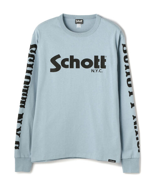 Schott（ショット）の「Schott/ショット/LONG SLEEVE T-SHIRT BASIC SCHOTT LOGO/ショット ロゴ 長袖Tシャツ（Tシャツ/カットソー・メンズ・ライトブルー/マスタード/ホワイト/ブラック・XX-LARGE/MEDIUM/LARGE/X-LARGE）」の4枚目の写真