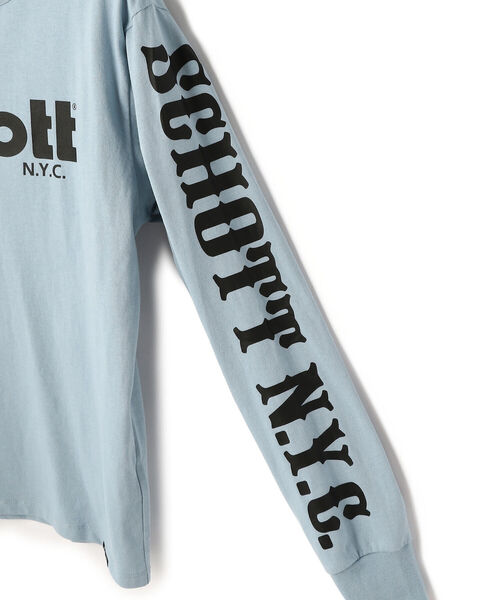 Schott（ショット）の「Schott/ショット/LONG SLEEVE T-SHIRT BASIC SCHOTT LOGO/ショット ロゴ 長袖Tシャツ（Tシャツ/カットソー・メンズ・ライトブルー/マスタード/ホワイト/ブラック・XX-LARGE/MEDIUM/LARGE/X-LARGE）」の8枚目の写真