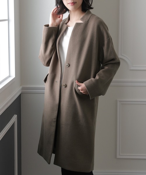 ノーカラーコート Pourvous プールヴー のノーカラーコート メンズライクノーカラーコート を購入できます Pourvous ジャケット アウター メンズライクノーカラーコート ノーカラーコート Pourvous プールヴー のファッション クーポン割引