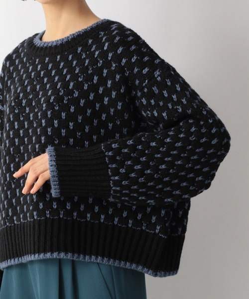 LOWRYS FARM（ローリーズファーム）の「２ＷＡＹ柄ショートニットプルオーバーカーディガン　236943（ニット/セーター・レディース・ブルー/グリーン/アイボリー/ブラック/ブラウン・FREE）」の12枚目の写真