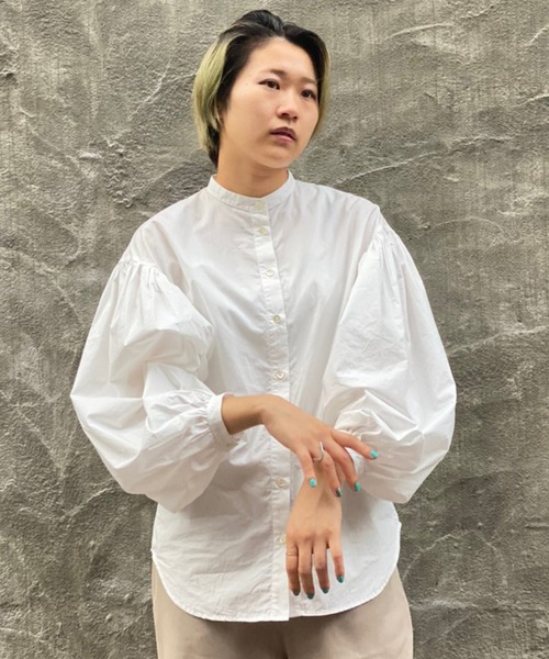 Toironier（トワロニエ）の「Toironier(トワロニエ ) ボリュームスリーブシャツ　volume sleeve SHT（シャツ/ブラウス・レディース・ホワイト/グレー・FREE）」の8枚目の写真