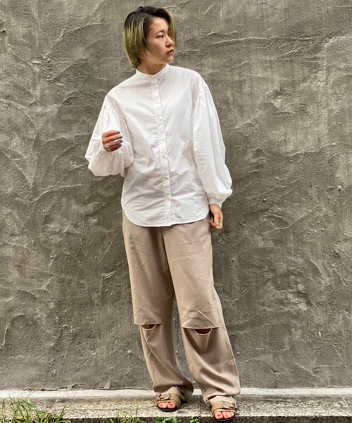 Toironier（トワロニエ）の「Toironier(トワロニエ ) ボリュームスリーブシャツ　volume sleeve SHT（シャツ/ブラウス・レディース・ホワイト/グレー・FREE）」の3枚目の写真