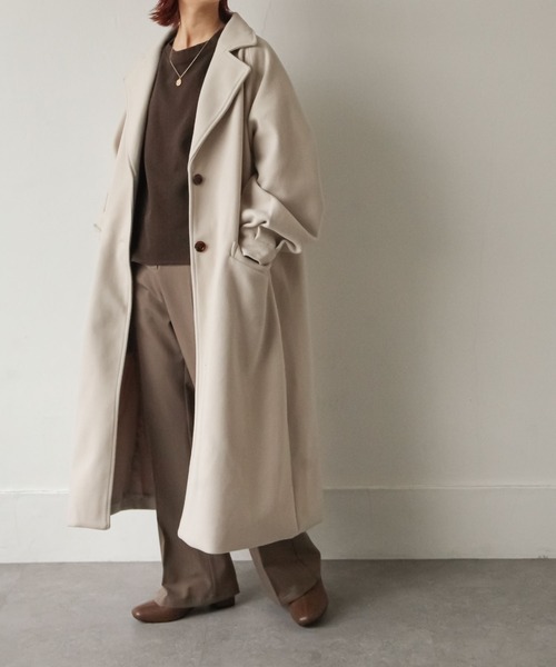 Chillfar（チルファー）の「袖ボリュームウールライクオーバーコート（チェスターコート・レディース・ブラック/アイボリー/モカ/ブルー系・MEDIUM/LARGE）」の5枚目の写真