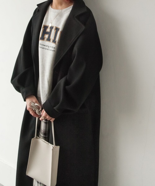 Chillfar（チルファー）の「袖ボリュームウールライクオーバーコート（チェスターコート・レディース・ブラック/アイボリー/モカ/ブルー系・MEDIUM/LARGE）」の11枚目の写真