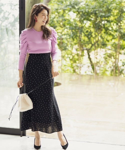 &. NOSTALGIA（アンドドットノスタルジア）の「【美香さんコラボ】肩タックニットソープルオーバー（ニット/セーター・レディース・ブラック×ホワイト/ブラック/ラベンダー/ブラウン系その他・FREE）」の18枚目の写真