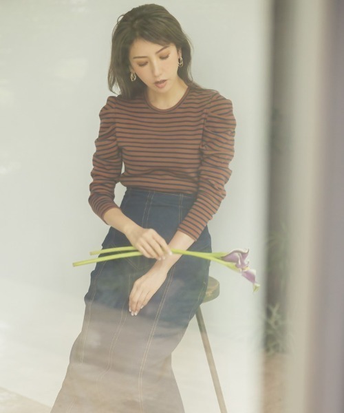 &. NOSTALGIA（アンドドットノスタルジア）の「【美香さんコラボ】肩タックニットソープルオーバー（ニット/セーター・レディース・ブラック×ホワイト/ブラック/ラベンダー/ブラウン系その他・FREE）」の17枚目の写真