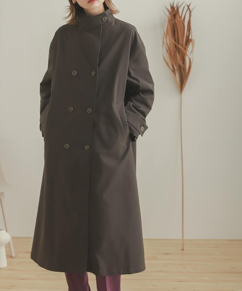 SENSE OF PLACE by URBAN RESEARCH（センスオブプレイスバイアーバンリサーチ）の「スタンドカラーコート（その他アウター・レディース・チャコールグレー/ベージュ/カーキ・ONE）」の2枚目の写真