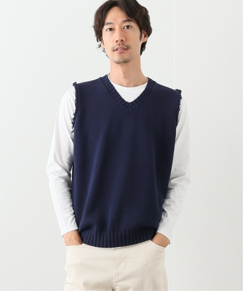 417 EDIFICE（フォーワンセブンエディフィス）の「【FDS / フェイマス デパートメント ストア】 Vネックニットベスト（ベスト・メンズ・グレー/ネイビー・LARGE/MEDIUM）」の2枚目の写真