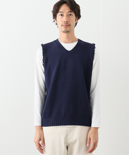 417 EDIFICE（フォーワンセブンエディフィス）の「【FDS / フェイマス デパートメント ストア】 Vネックニットベスト（ベスト・メンズ・グレー/ネイビー・LARGE/MEDIUM）」の3枚目の写真