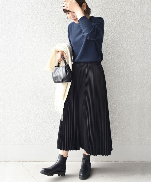 ＊新品未使用（タグ付き）＊　TRUE NAVY デニムプリーツスカート セール】Primary NavyLabel:デニムライクプリント プリーツ